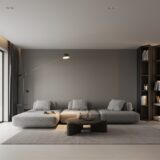 A modern living room with a large window