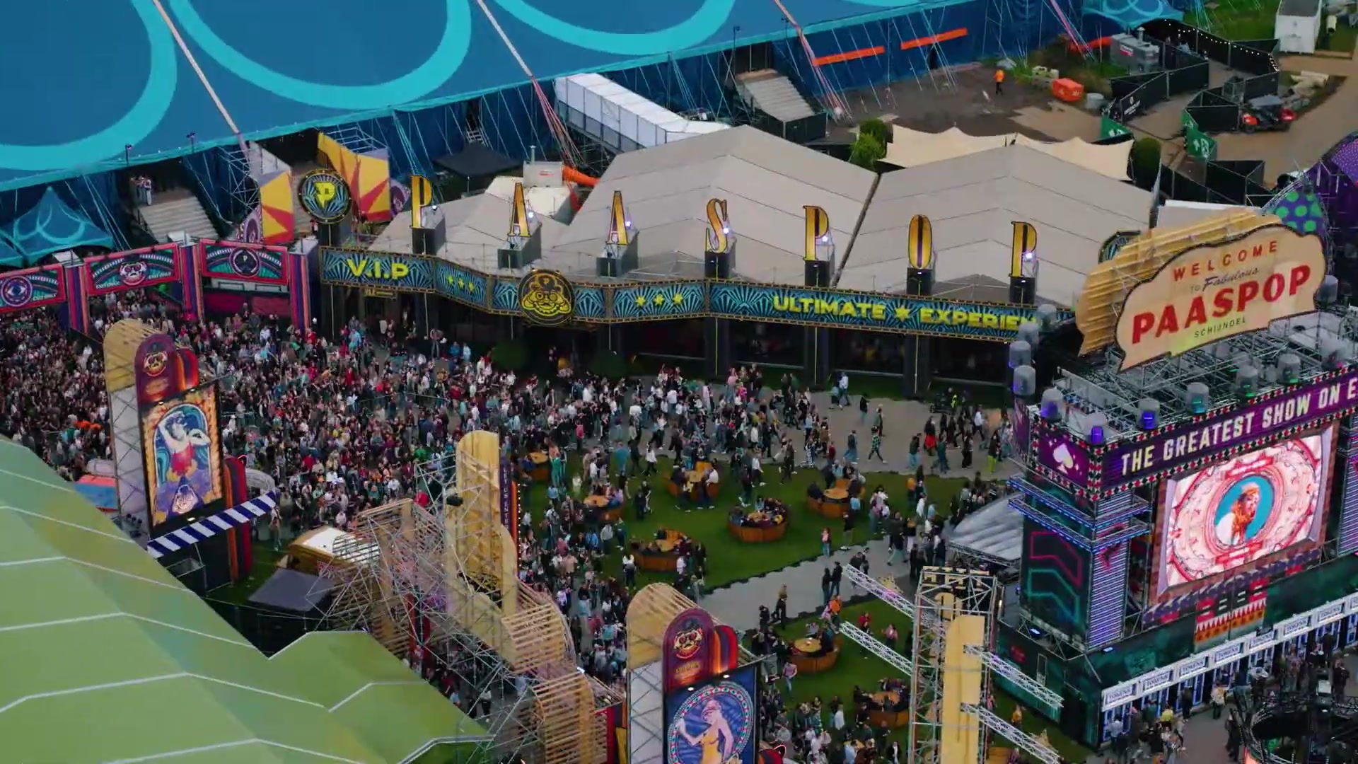 Luchtbeeld van het festivalterrein van Paaspop in Schijndel